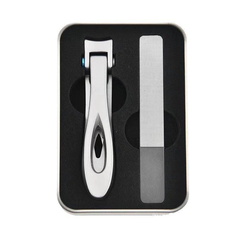 OLOEY 2-Piece Stainless Steel Nail Clipper and Nail File Set, Silver